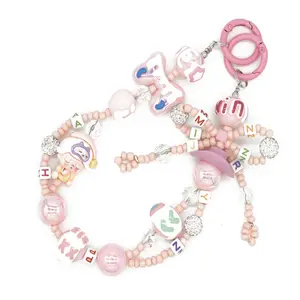 CreamSoda+Hand painted+SmallBeads+Ribbon+keychain+Phonechain+Stylish