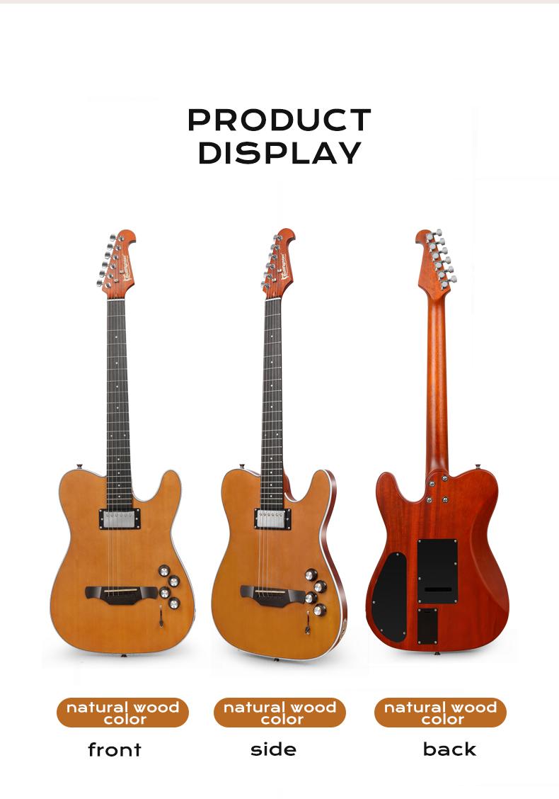 Bullfighter K10 Hybrid Silent Guitar – 2-in-1 Acoustic & Electric Modes, Built-in Chorus & Reverb Effects, Solid Maple Body, Lightweight & Portable – Perfect for Home Practice, Travel, and Stage Performance