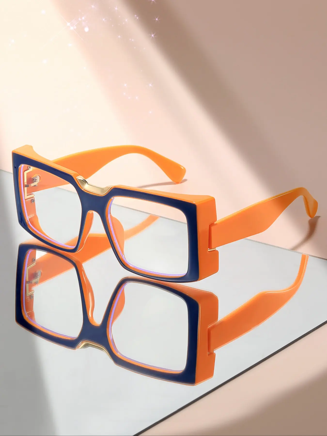 Unisex Retro Square Fashion Glasses, Eyewear, Stylish Square Frames, Plastic Frame, Marble Pattern Temples, Alloy Connectors, Casual Style, All Seasons Wear, Trendy Square Frames, Square Eyeglasses Frame
