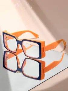 Unisex Retro Square Fashion Glasses, Stylish Square Frames, Plastic Frame, Marble Pattern Temples, Alloy Connectors, Casual Style, All Seasons Wear