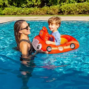Little Tikes Fire Truck Toddler Float Inflatable Pool Toy with Built-in Seat Secure Leg Holes for Ages 6-24 Months