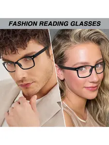 5pcs Simple Rectangular Reading Glasses, Ultra HD Lenses, Classic Unisex Design, Perfect for Daily Casual Wear, Men and Women