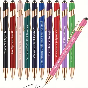 11pcs Funny Sarcastic Office Pens with Humorous Quotes - Metal Ballpoint Pens with Handwriting Tips, Mixed Colors & Black Ink - Colleague Gifts, Easter Gifts, Funny Teacher Pens, No Batteries Needed, Gift Item | Stylish Metal Accents | Clear Ink Color