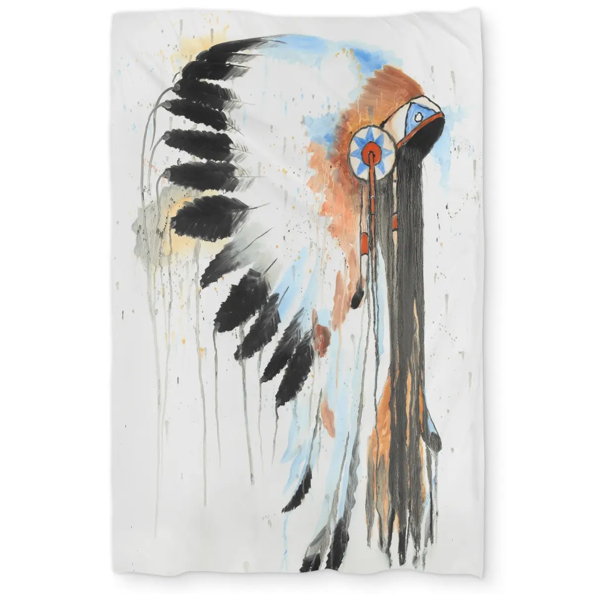 360 stand Twin Extra Long Duvet Cover - Microfiber Soft Fabric, Native Artistry Design with Indian War Bonnet & Living Room Feathers Print, Celebration of Heritage, for Home Bedding Linens, Livingroom Feathers, Comfortable Duvet Covers, Easy To Care, Dura