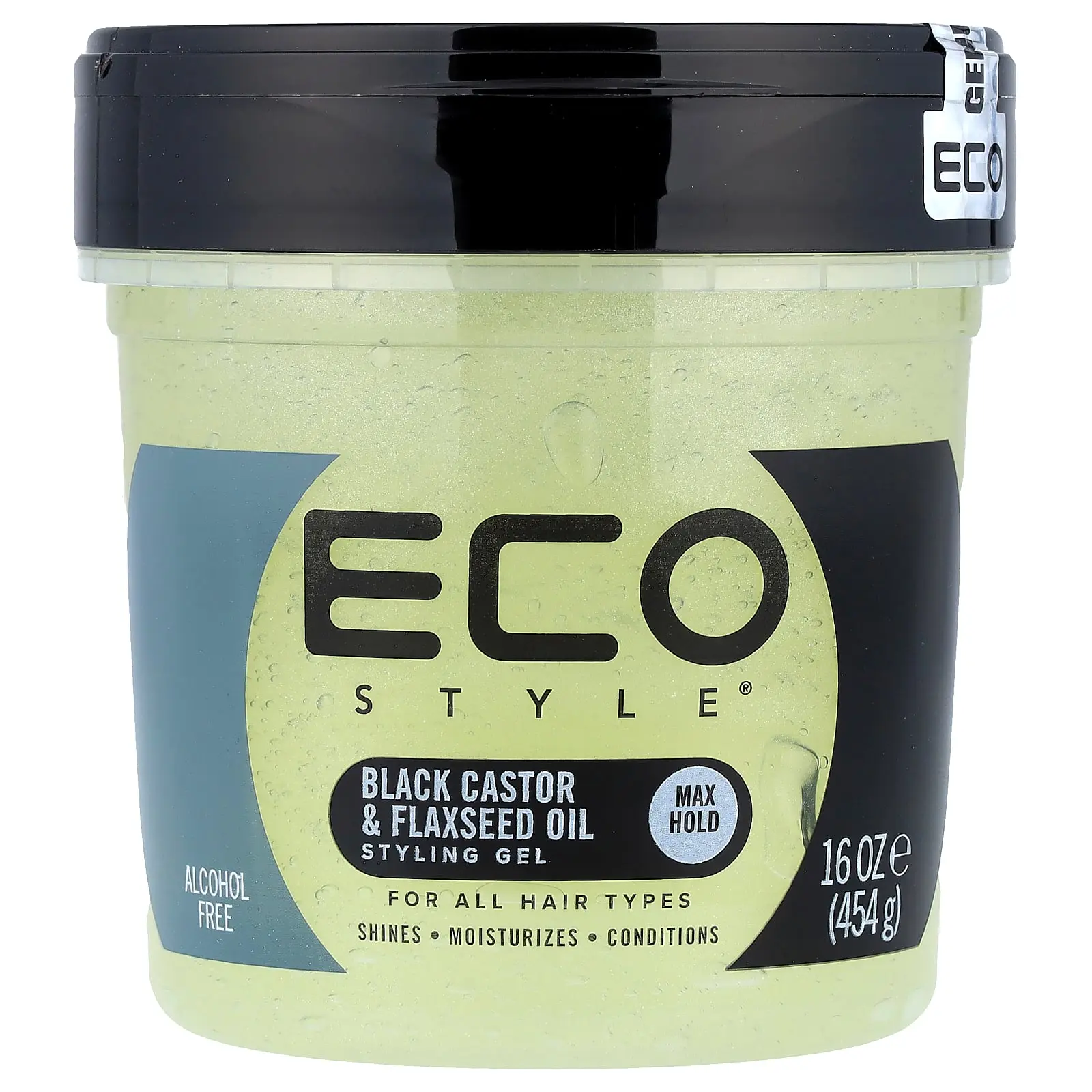 Eco Style Styling Gel, Max Hold, All Hair Types, Black Castor & Flaxseed Oil, 16 oz (454 g)