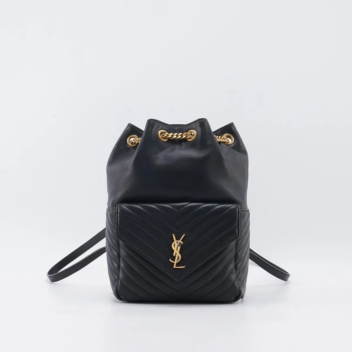 Pre-owned Yves Saint Laurent calfskin Backpacks YSL Joe Medium Black Backpack BGP213779