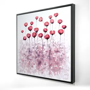 Begin Home Decor 2081-2424-FL171-1 24 x 24 in. Pink Flowers Framed Canvas - Floral Art Home Decor Painting