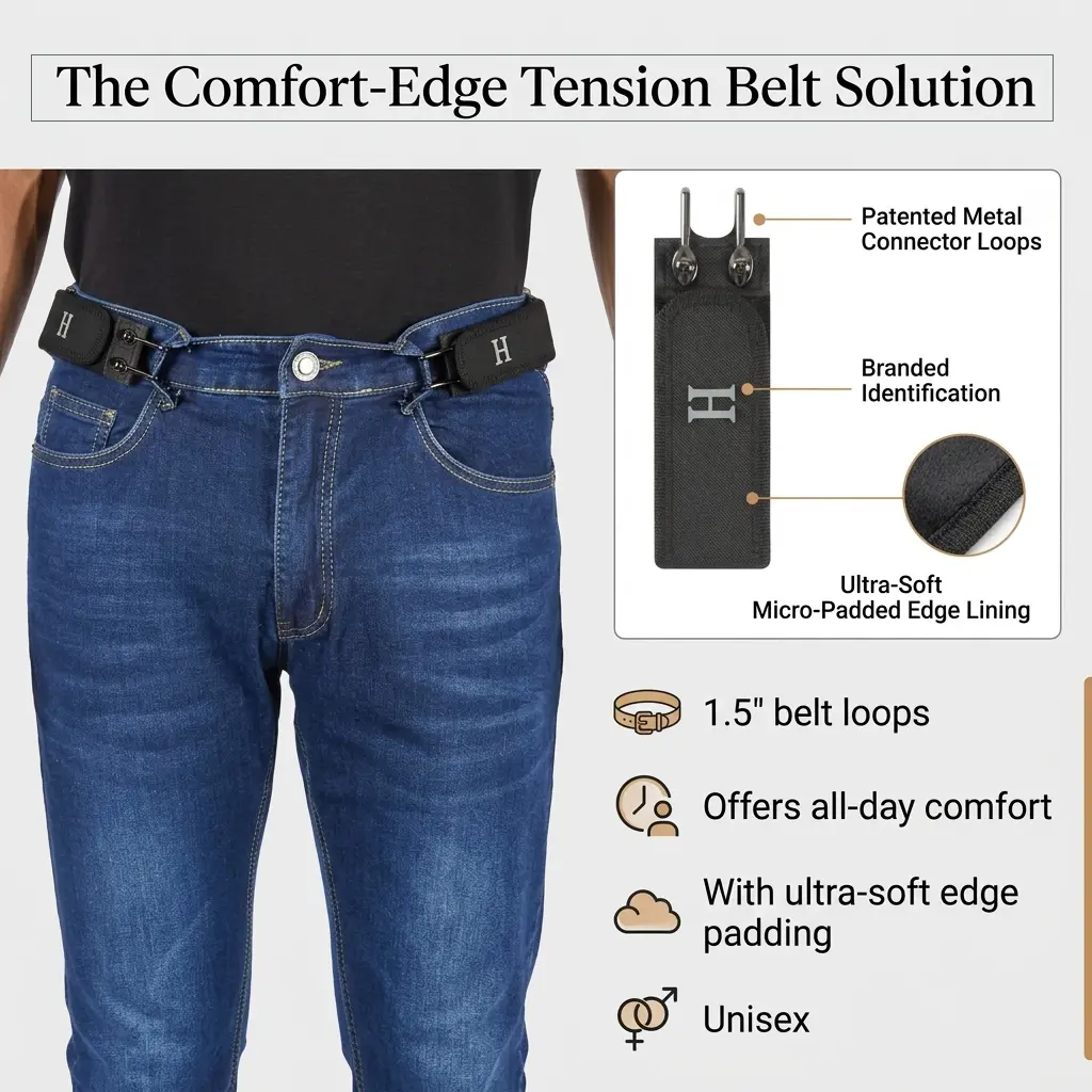 Unisex Wear Tactical Knit & Metal Hook Elastic Belt - No Buckle, Invisible Design, Adjustable Side Belt, Stretch Waistband, 2-Piece 2026 Summer EDC Back to School Fashion Accessory, Braid Detail, Nylon Strap, Hook Buckle