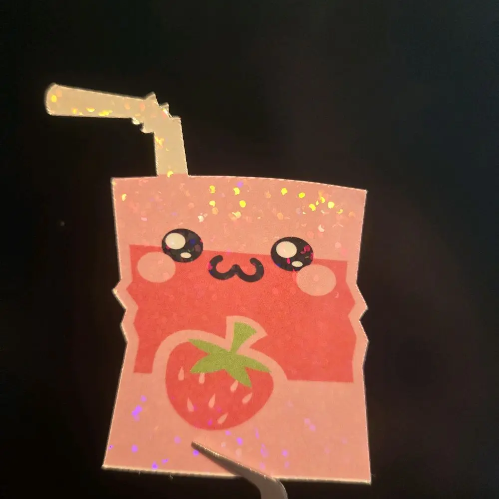 Juice Box Sticker - Cute Strawberry Design with Fun Straw Graphic