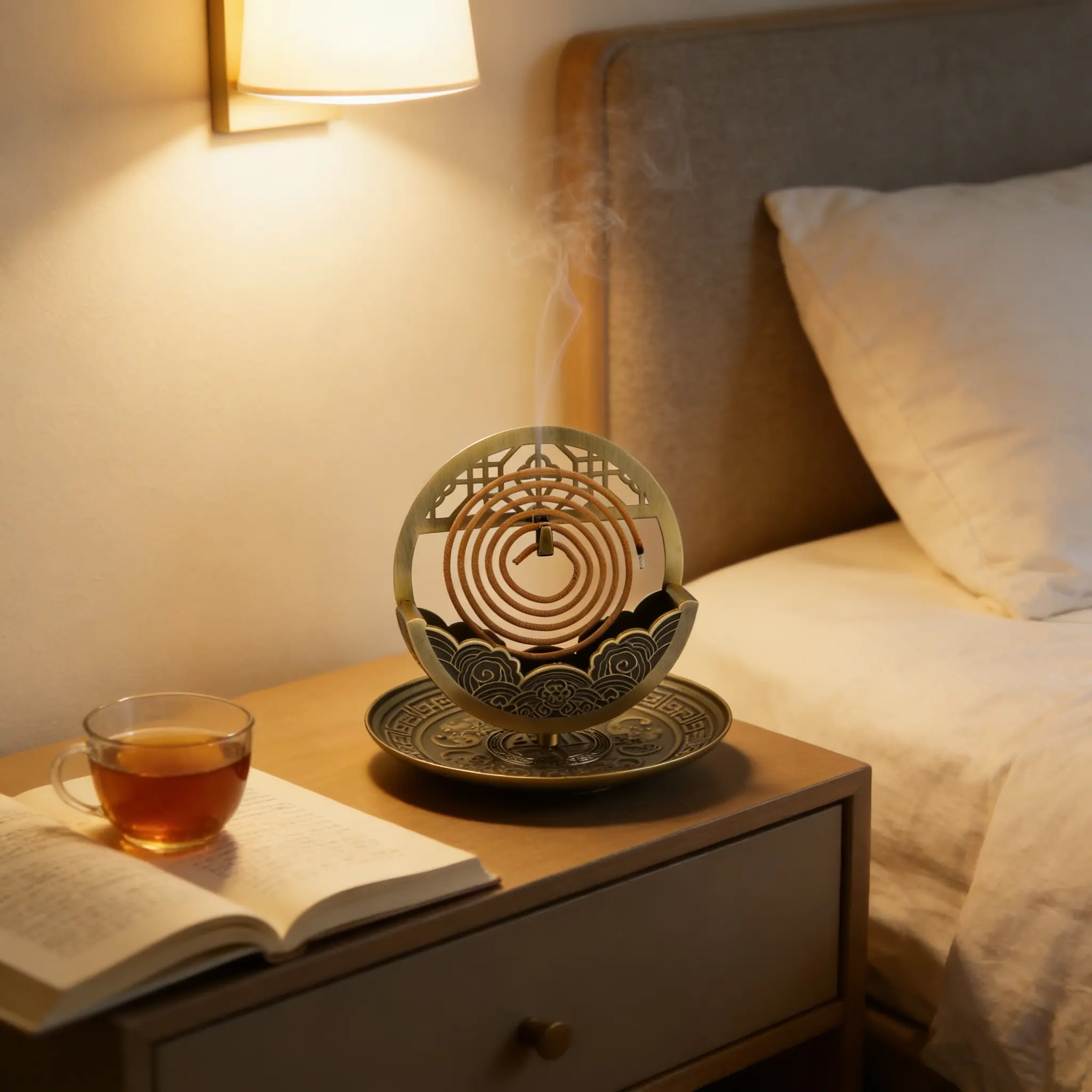 Metal Incense Burner Vintage Coil Incense Holder Mosquito Coil Tray Aromatherapy Diffuser Home Art Decorations Home Fragrance Decor Bakhoor Burner