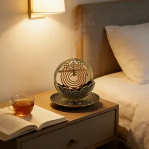 Metal Incense Burner Vintage Coil Incense Holder Mosquito Coil Tray Aromatherapy Diffuser Home Art Decorations Home Fragrance Decor