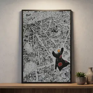 Naruto Canvas Wall Art Poster, Anime Wall Art Decor, Naruto Iconic Manga Scene Poster Decor, Akatsuki Leader Epic Attack Poster Decor, Perfect Idea For Naruto Fans