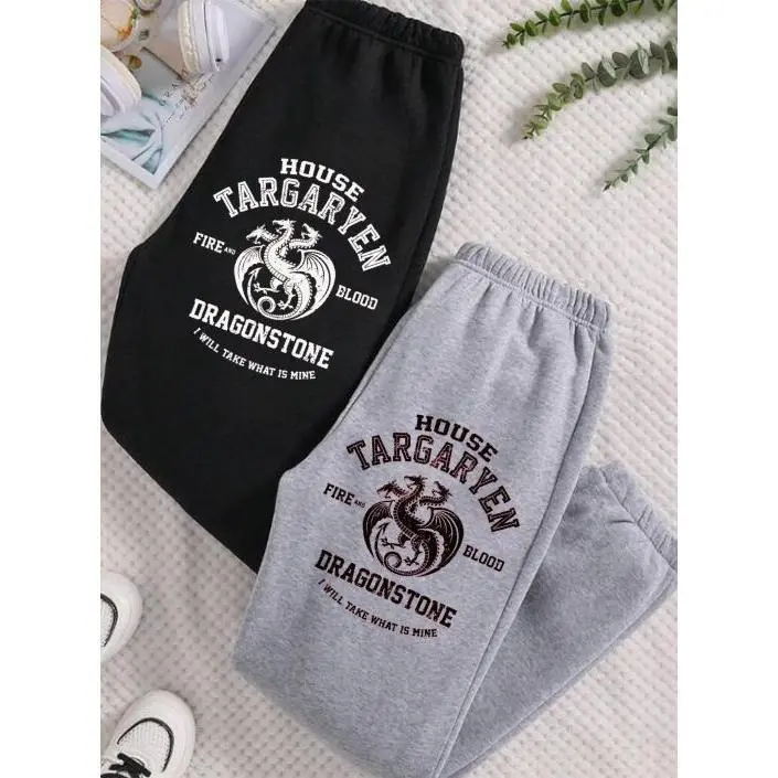 Dragonstone Game Of Thrones House Targaryen Unisex Cotton Sweatpants, Women's Pants, Men's Bottom, Gift For Fans, Lovers, Unisex Cotton Graphic Casual Sweatpants