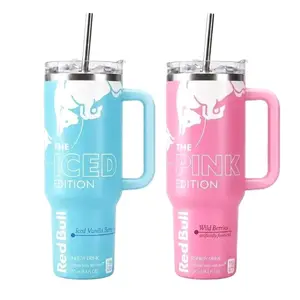 RBull FULL OF COLORS EDITION Tumbler With Handle - Energy Tumbler for Extreme Sports Athlete - 20oz/40oz Energy Drink, Insulated Travel Mug With Straw Lid Portable Water Bottles Drinkware