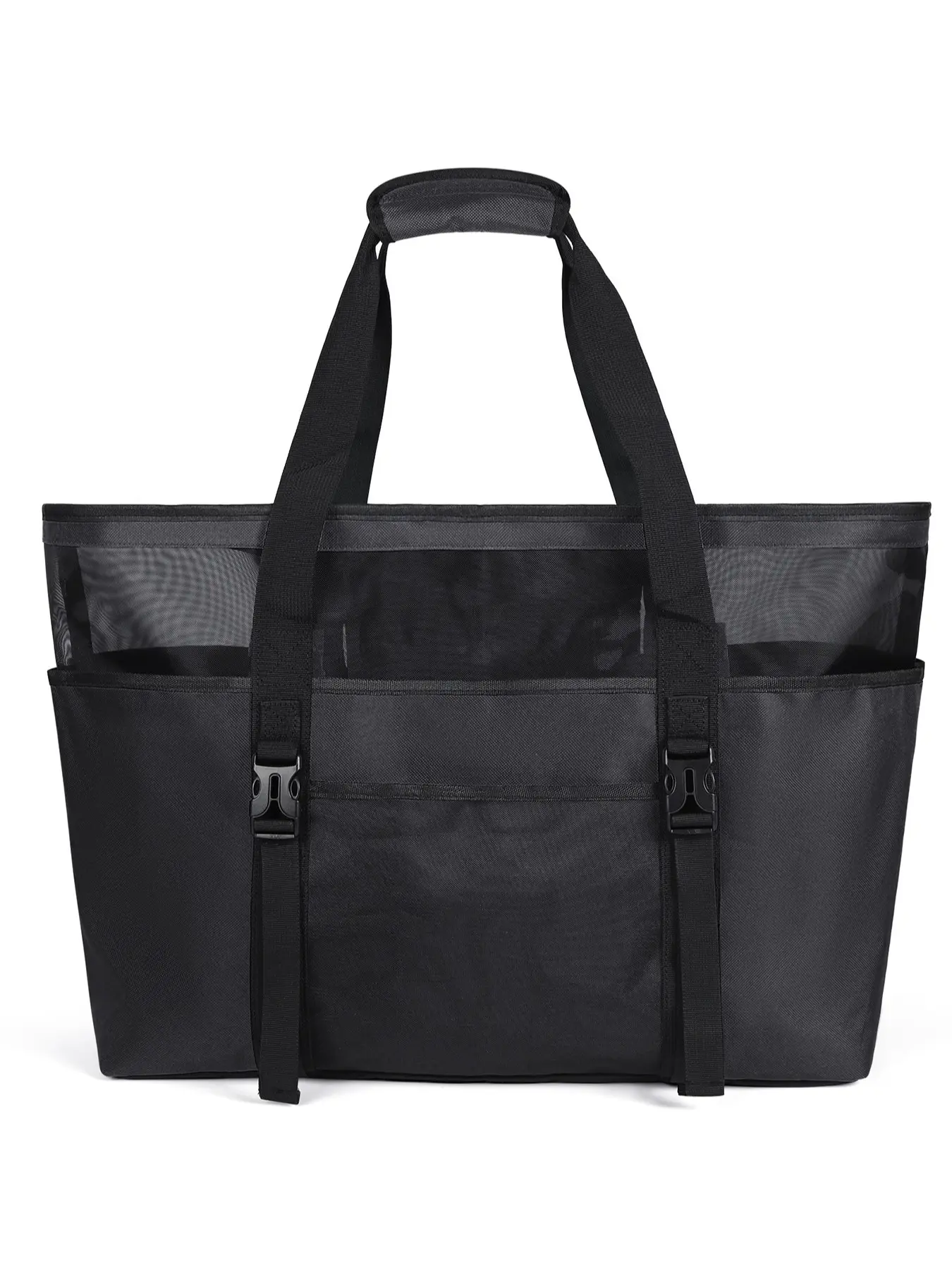 Beach Bag XXL Family with Zip Swimming Bag Women's Large Lightweight Mesh Beach Bag Waterproof Foldable Shoulder Bags for Beach Travel Picnic Black Travel Essentials Necessity Bag