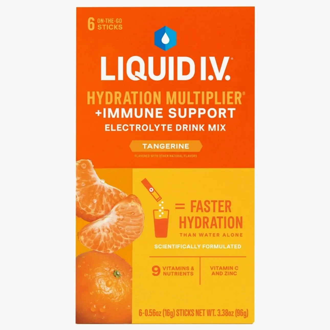 Liquid I.V.® Tangerine Hydration Multiplier® +Immune Support Electrolyte Powder Drink Mix, 6 Count Packets