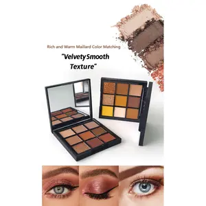 Soft Warm Tone 9 Shades Eyeshadow, Matte Shimmer Eyeshadow, Delicate Non-Flying Powder, High Pigment Long Wear All-in-One Beauty Palette, Highly Pigmented Palette