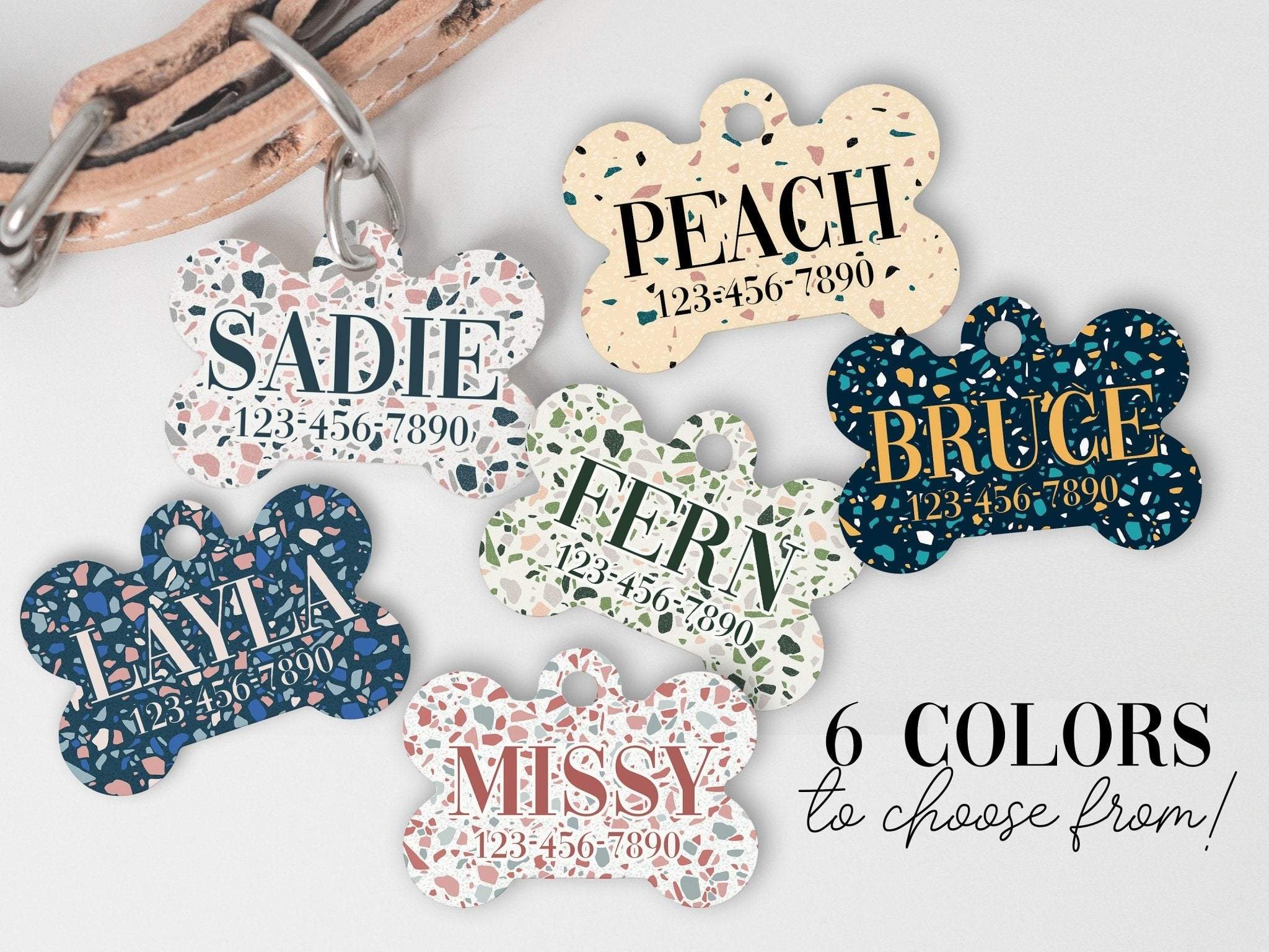 Boho Terrazzo Custom Dog Tags