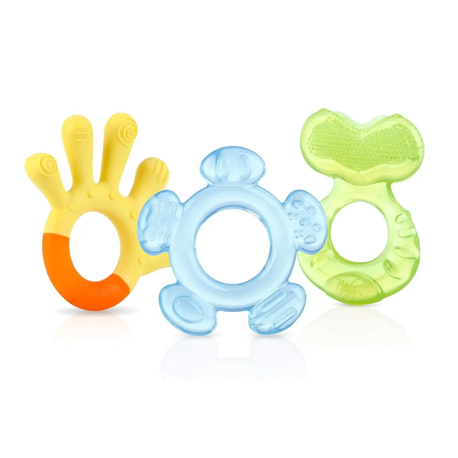 Nuby 3-Step Baby Teether Set - Soft & Hard Teethers for 3+ Months Babies, Soothes Sore Gums for Teething Comfort Care Set