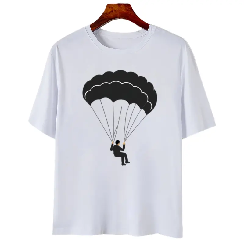 Men's Skydiver Print T-Shirt - Short & Long Sleeve Casual Round Neck Shirt with Skydiving-Themed Durable Comfortable Fabric for Adventure Enthusiasts, Year-Round Wearable for, Airshows & Everyday Outfits