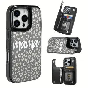 This minimalist grey leopard print design is made of durable TPU and includes a card slot, offering various functionalities for bank and transit cards. It's compatible with iPhone 17, 16, 15, 14, 13, 12, and Samsung models