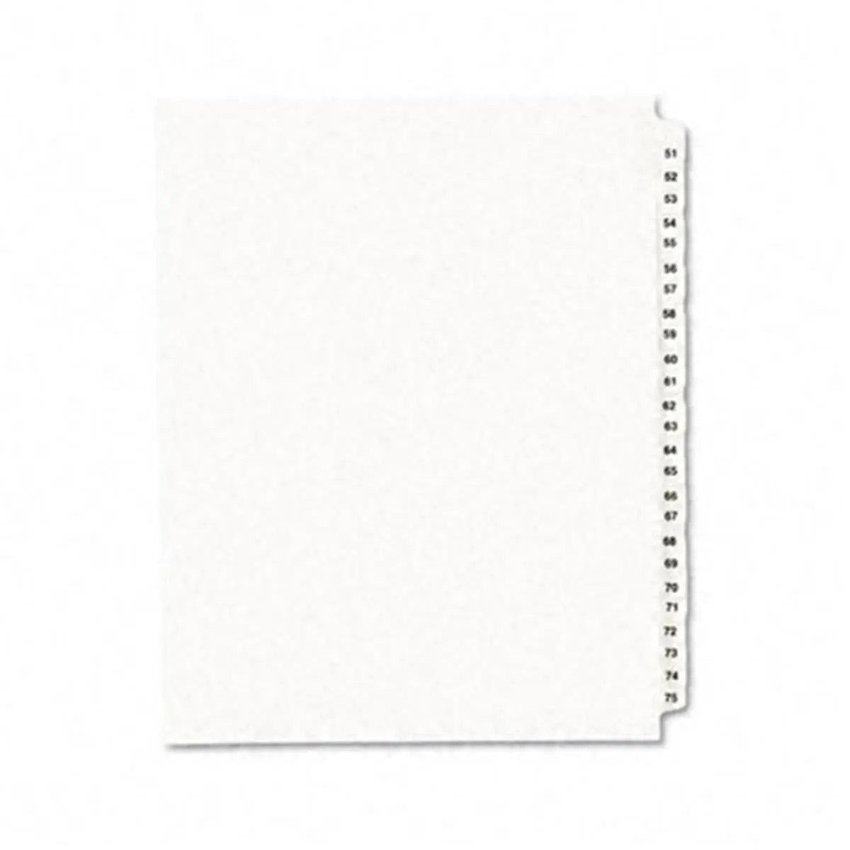 Avery 01332 Rip-Proof Legal Side Tab Divider - 51-75 Title, 25 Laminated Tabs, Dual-Sided, 11x8.5 in Letter Size, White, Unpunched Binding Edge, Fits Any Binding System, Index Briefs, 1 Set for Easy Organization