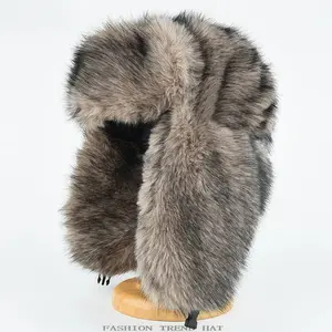 HT4993 Bomber Hat Thick Warm Winter Fluffy Fur Hats for Men Women Windproof Snow Ski Earflap Cap Male Female Russian Hat Ushanka