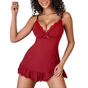 Avidlove Women Lingerie Lace Chemise V Neck Nightgown Modal Sleepwear