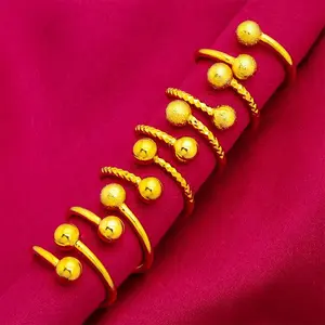Dubai Spiral Flower Ring Brazilian Women 24K Gold Color Wedding Bride Arabic Ethiopian Big Nigerian Jewellery Moroccan Resizable