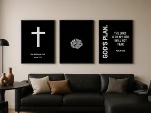 Set of 3 Hypebeast Decor premium satin posters, Cross Wall Art Decorations, ,Christian Wall Printables , No Frame