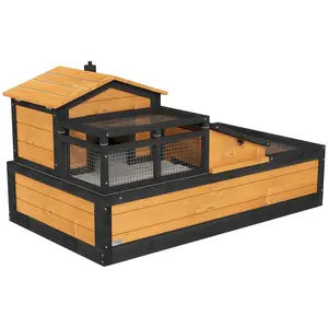 Reptile Tortoise Terrarium House - 3-Room, 2-Story with Balcony, 44" x 25.5" x 25", Yellow Pet Reptile Habitat Enclosure