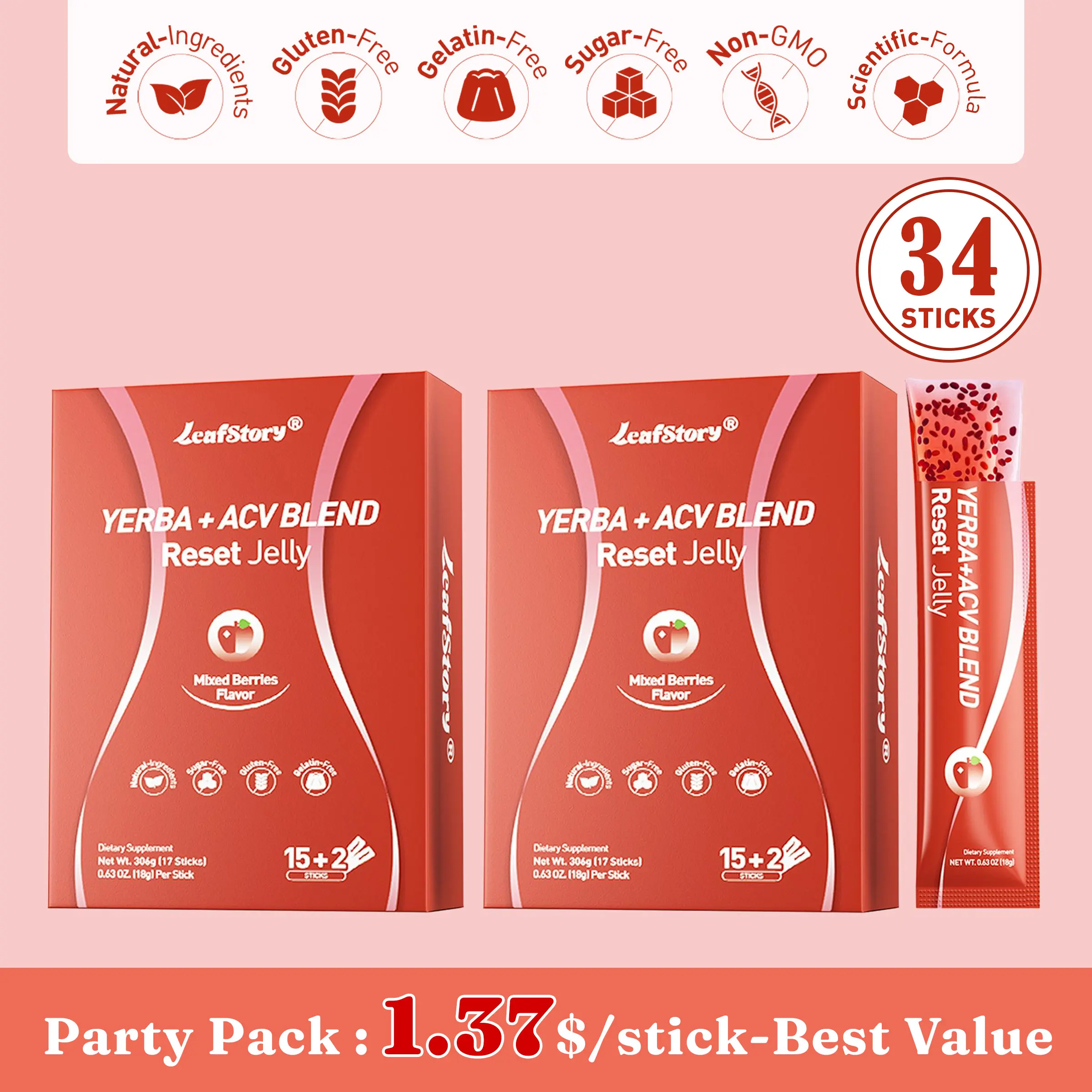 2 packs of Yerba + ACV Jelly(30+4 Free Sticks)