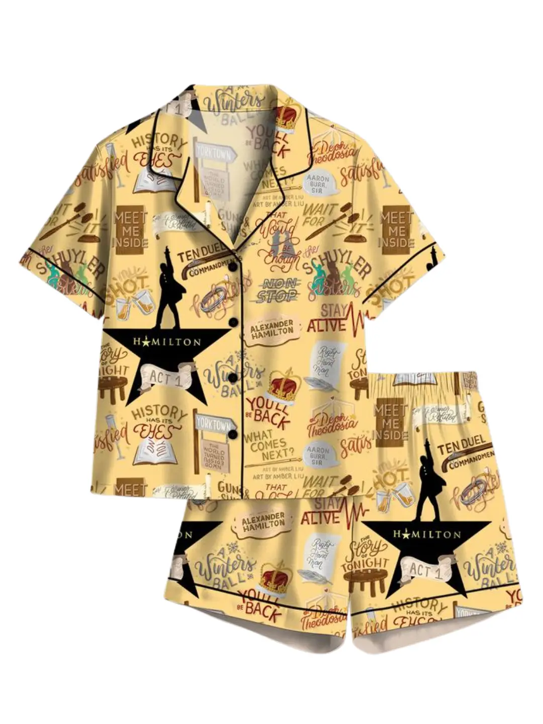 Hamilton Musical Short Satin Pajamas, Broadway Theater Pajamas, Musical Sleepwear, Alexander Hamilton Pajamas Set, Hamilton Fan Gift