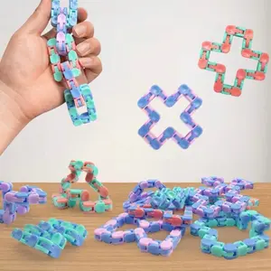 2 Pack Fidget Chain - Colorful Interlocking Links for Stress Relief and Fun Play - Perfect for Kids and Adults