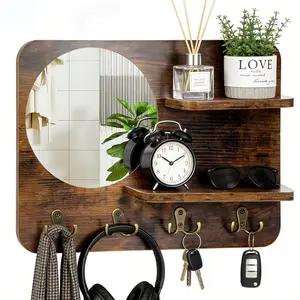 Entryway Mirror with Hooks Wall Shelf Key Holder Organizer for Entryway Mail and Coat Storage Entryway Mirror with Hooks Wall Shelf Key Holder Organizer for Entryway Mail and Coat Storage