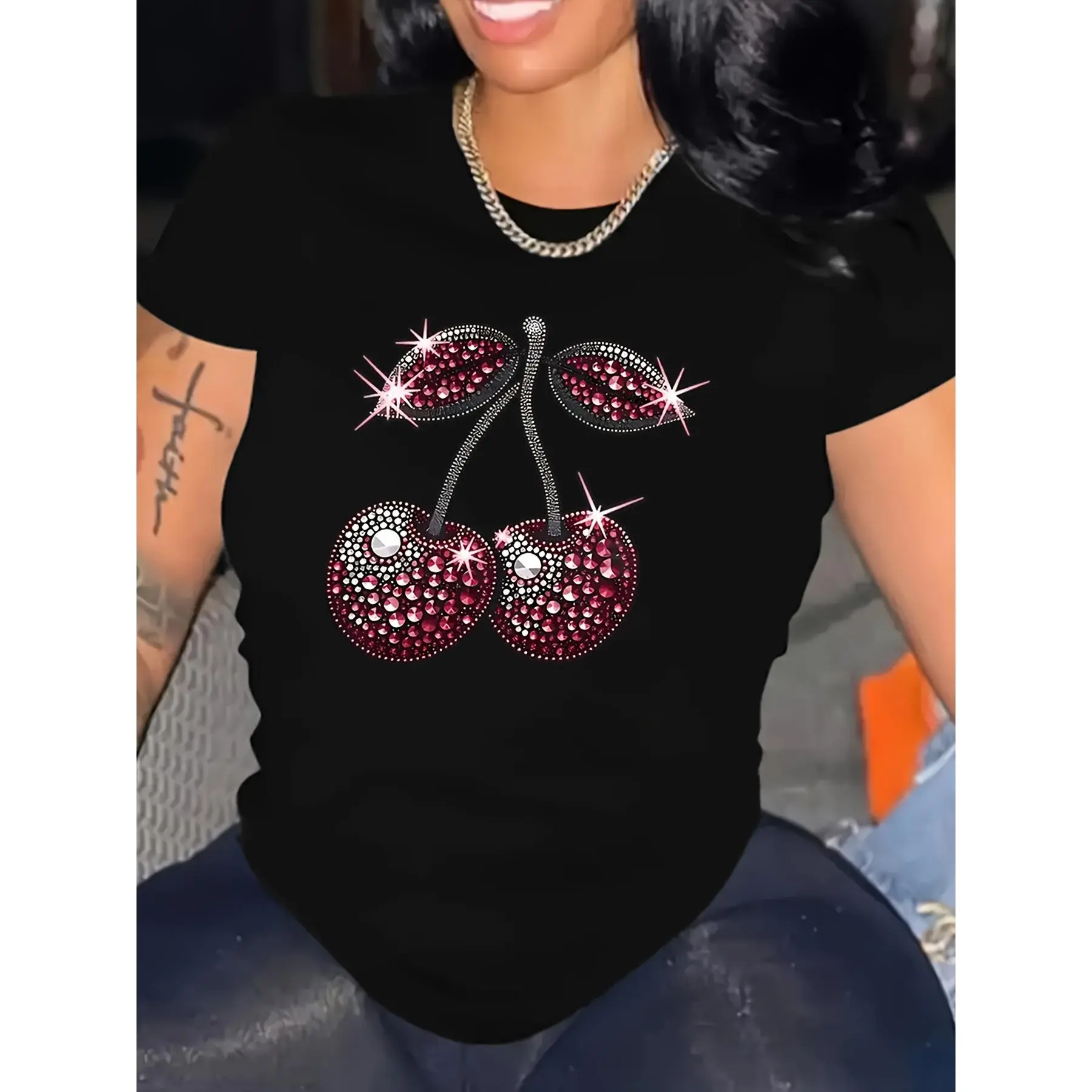 Black Casual Short-Sleeve T-Shirt