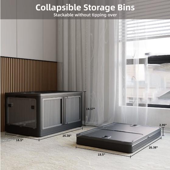 Set of 4 transparent stackable storage boxes, suitable for various applications Collapsible Multifunctional Bins Set of 4 transparent stackable storage boxes, suitable for various applications Collapsible Multifunctional Bins