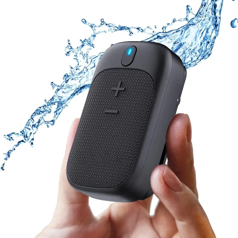 SPGUARD Wearable Bluetooth Multifunctional Portable Plastic Speaker - Lightweight, Slim, Pocket-Sized, Water Resistant, 18H Rechargeable Battery, Active Noise Cancellation, USB Type-C, Magnetic Clip, Built-in Mic for Outdoor Hands-Free Calls & Music