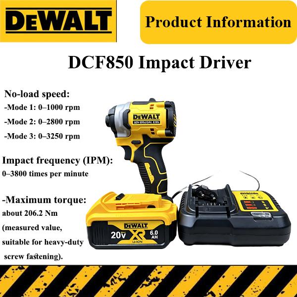 DEWALT DCF850 20V Brushless Cordless Impact Driver - 206.2N.m Max