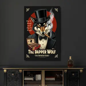 Smoking Wolf Speakeasy Cigar Art Print