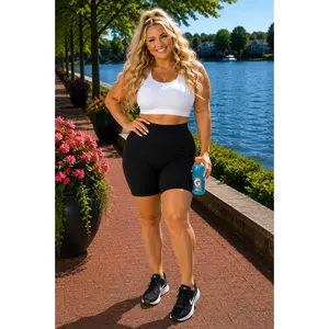 LEG-56 {Good Reason} Black High Waist Biker Shorts PLUS SIZE