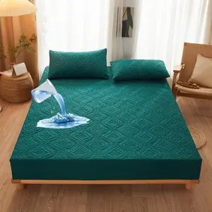 Waterproof Mattress Protector Set, 3 Counts/set Including 1 Count Fitted Sheet & 2 Counts Pillowcase, Bedding Supplies for Home Bedroom Hotel, Waterproof Mattress Cover