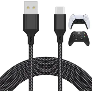 16.4FT Charger   for PS5/ PS5 Pro/ Series X/S Controller/for  Pro, Replacement USB  Cord Nylon Braided Type-C Ports Accessories for PS5/for  Series X, Black