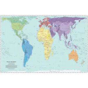 Peters Projection World Map | Laminated 36" x 24" Map | Developed by Arno Peters |  Proportionally-Accurate Land Mass Depiction | Country Size & Scale is True, Unlike  Maps | Major Countries, Cities, & Bodies  Water Labeled