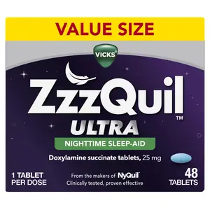 ZzzQuil ULTRA, Sleep Aid, Doxylamine Succinate 25mg, Sleep Aids for Adults, Nighttime Sleep Aid, 48 Tablets