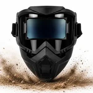 Full-face dust-proof protective mask with a removable face shield and wide-view safety goggles, suitable for mowing, gardening, lawn trimming, yard work, and welding