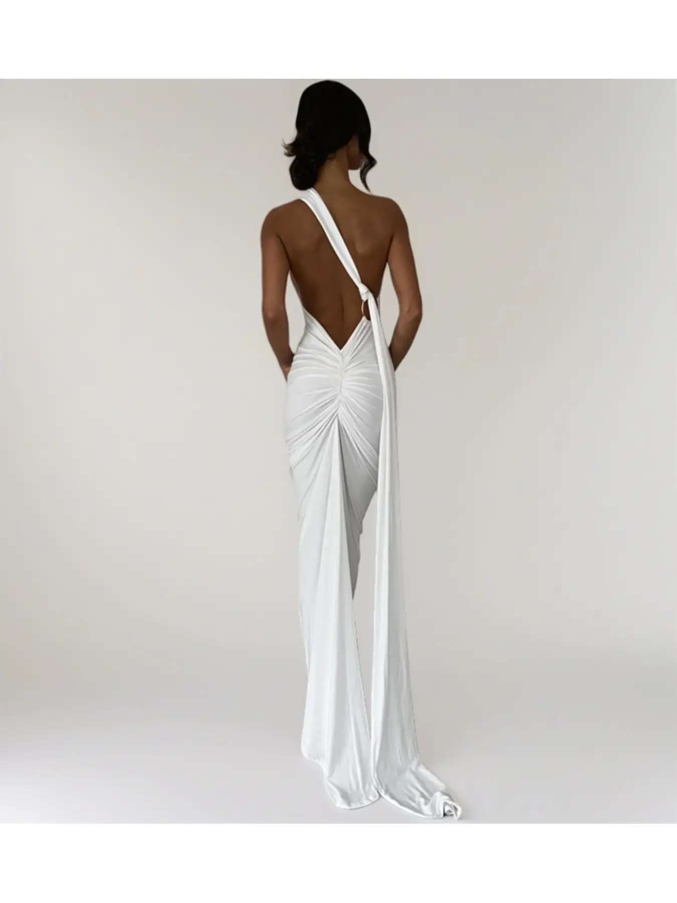 chinese dress ladies Mei High Split Halter Neck Maxi Dress in Ivory main image 1