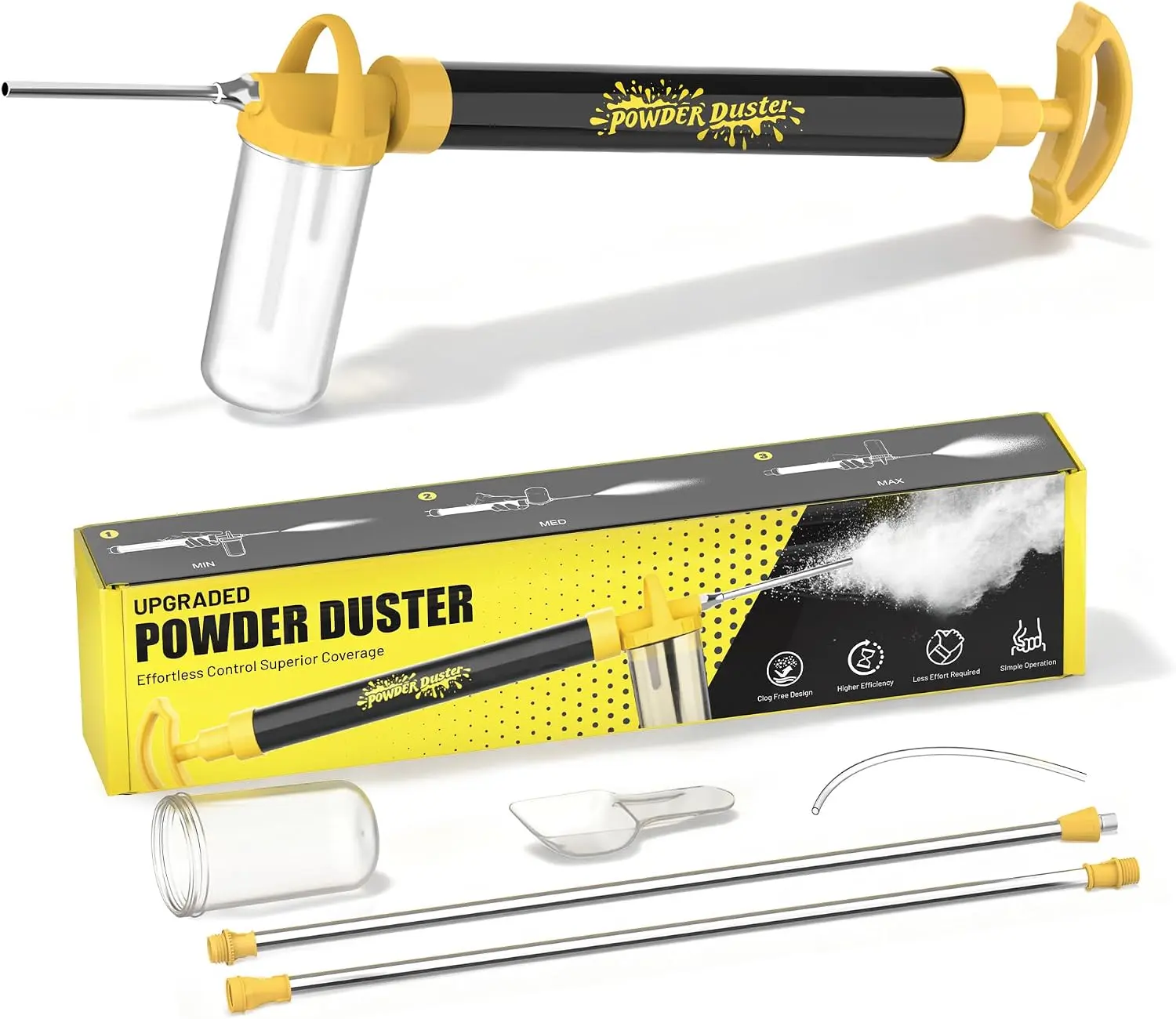 4FT Extendable Powder Sprayer for Diatomaceous Earth – Clog-Free Dust Applicator with Consistent Flow, Ideal for Home, Garden & Patio Pest Management