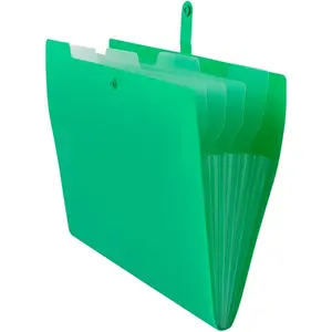 Expanding File Folder  5 Pocket Plastic File Folder – Snap Closure  9 x 11 1/2  Green  Sold Individually
