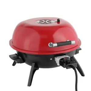 Electric Countertop BBQ Grill Portable Double Layer Indoor Outdoor Grill 1600W Red for Easy Cooking